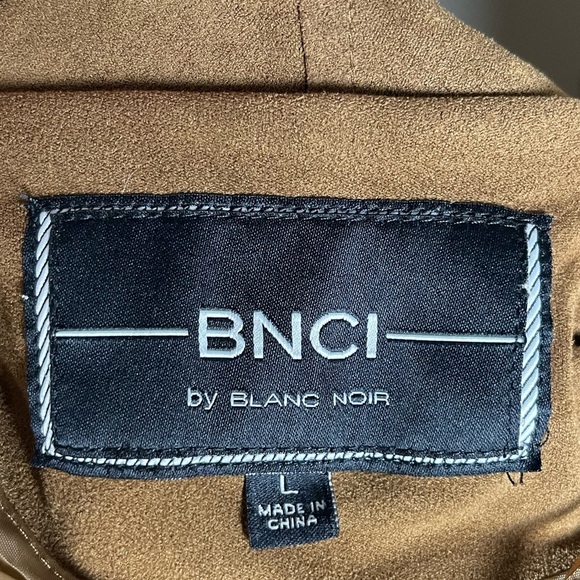 BNCI By Blanc Noir Womens Brown Faux Suede Moto Asymmetrical Zip-Up Brown Sz L - Picture 6 of 9